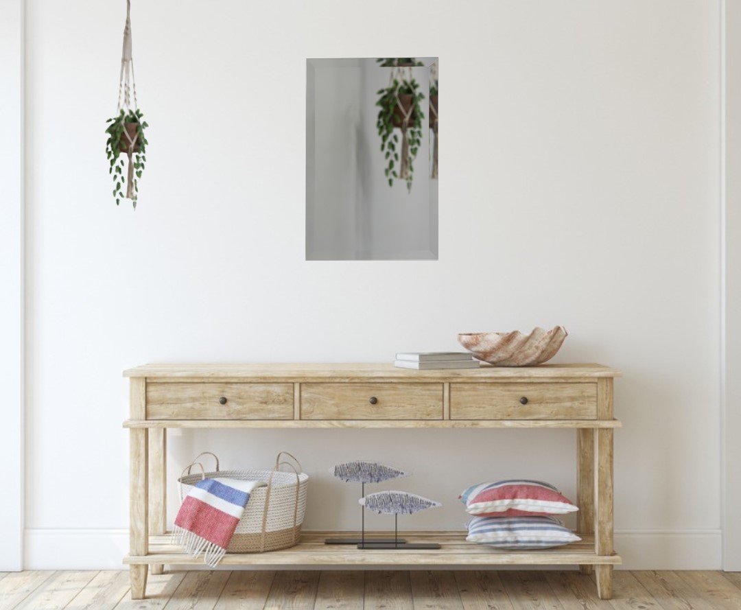 facet spiegel verzilverd aan de wand